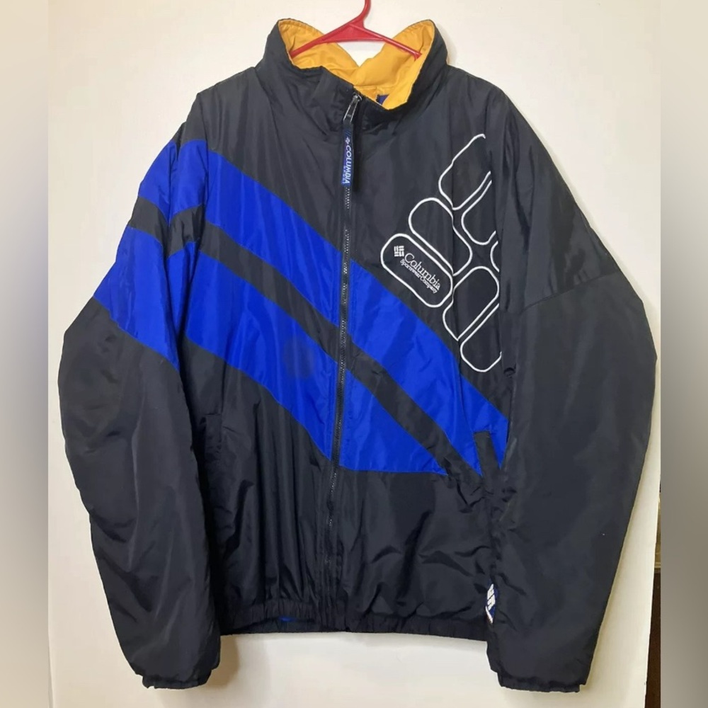1990s Columbia Sport Jacket Mens Size 2XL Big Logo Puffer Bomber Black